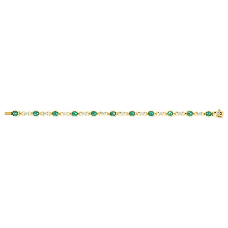 Bracelet or 750 jaune emeraude et diamant - vue 2
