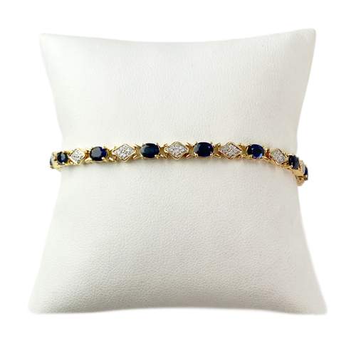 Bracelet or 750 2 tons saphir et diamant
