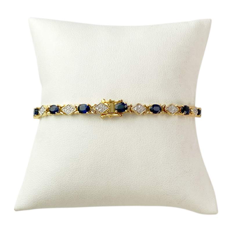 Bracelet or 750 2 tons saphir et diamant - vue 2
