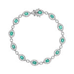 Bracelet or 750 blanc emeraudes et diamants - vue 1