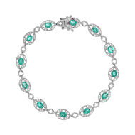 Bracelet or 750 blanc emeraudes et diamants