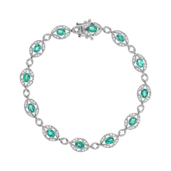 Bracelet or 750 blanc emeraudes et diamants
