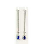 Boucles d'oreilles or 750 blanc saphir et diamant - vue 1