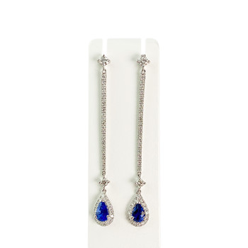 Boucles d'oreilles or 750 blanc saphir et diamant