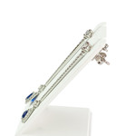 Boucles d'oreilles or 750 blanc saphir et diamant - vue 2
