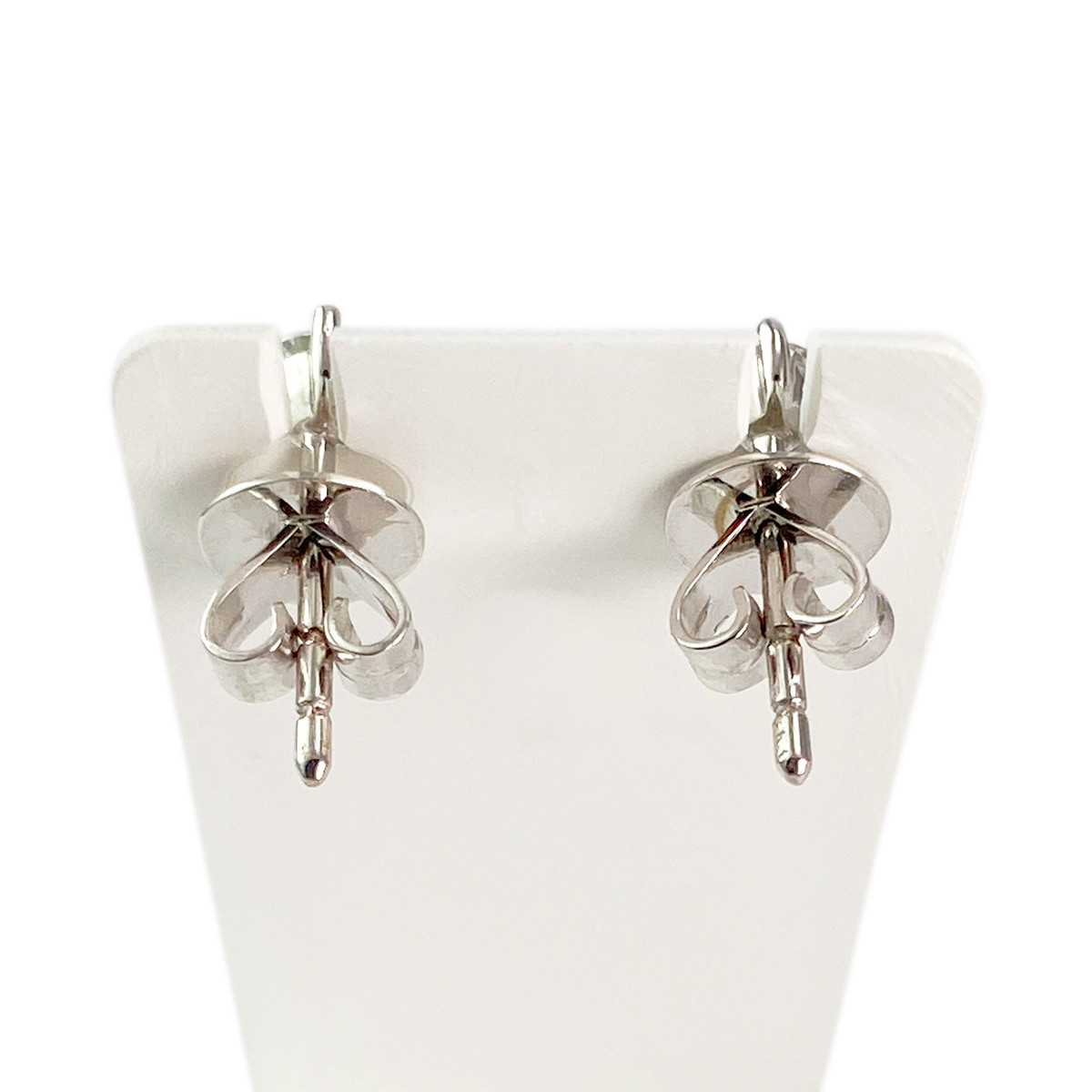 Boucles d'oreilles or 750 blanc saphir et diamant - vue 3