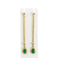 Boucles d'oreilles or 750 jaune emeraude et diamant