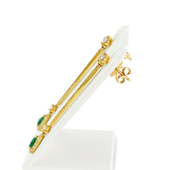 Boucles d'oreilles or 750 jaune emeraude et diamant