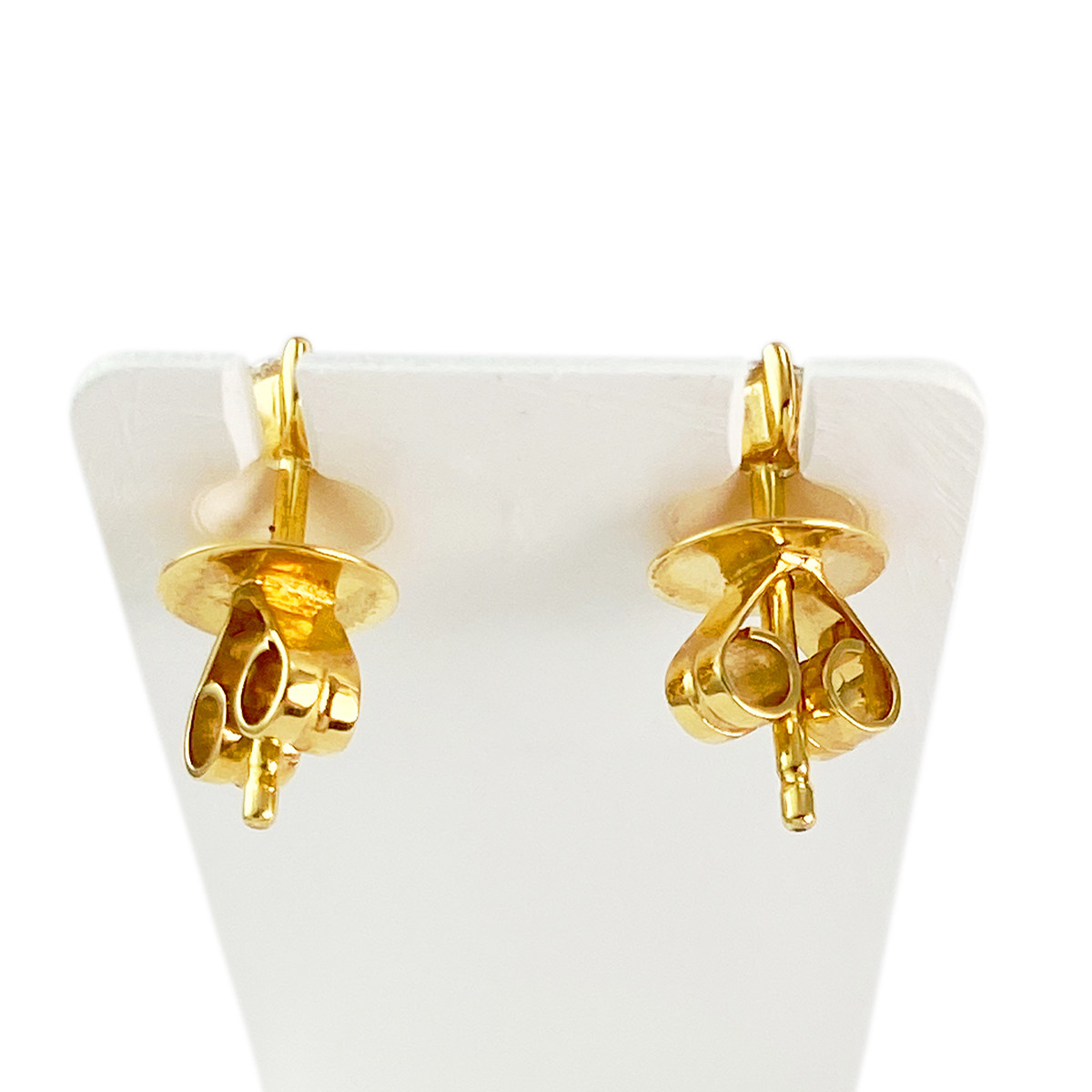 Boucles d'oreilles or 750 jaune emeraude et diamant - vue 3