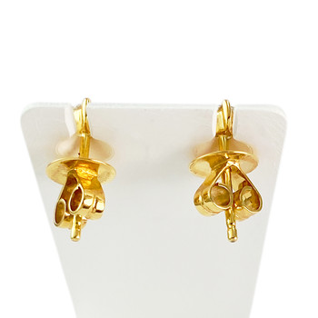 Boucles d'oreilles or 750 jaune emeraude et diamant