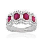 Bague or 750 blanc rubis et diamant - vue 1