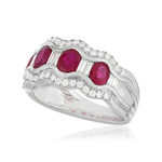 Bague or 750 blanc rubis et diamant - vue D1