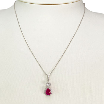 Collier or 750 blanc rubis et diamant