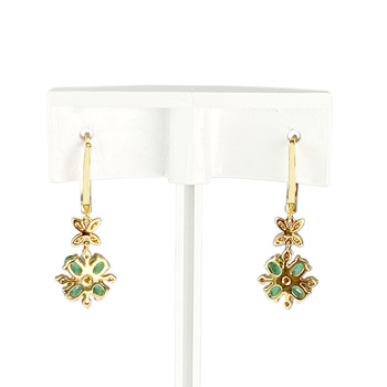 Boucles d'oreilles or jaune 750 emeraude et diamant