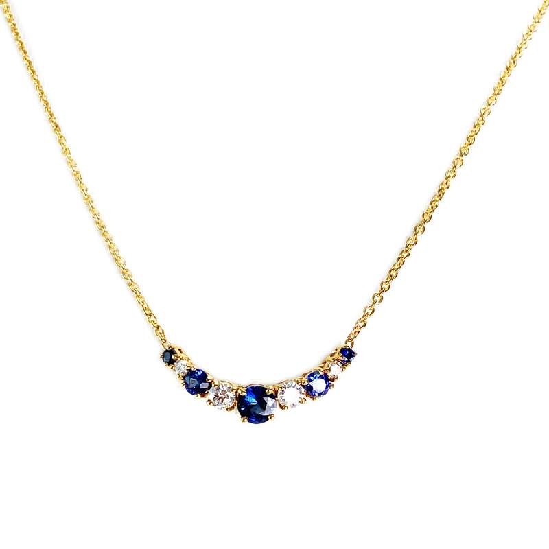 Collier or 750 jaune saphir et diamant - vue 1