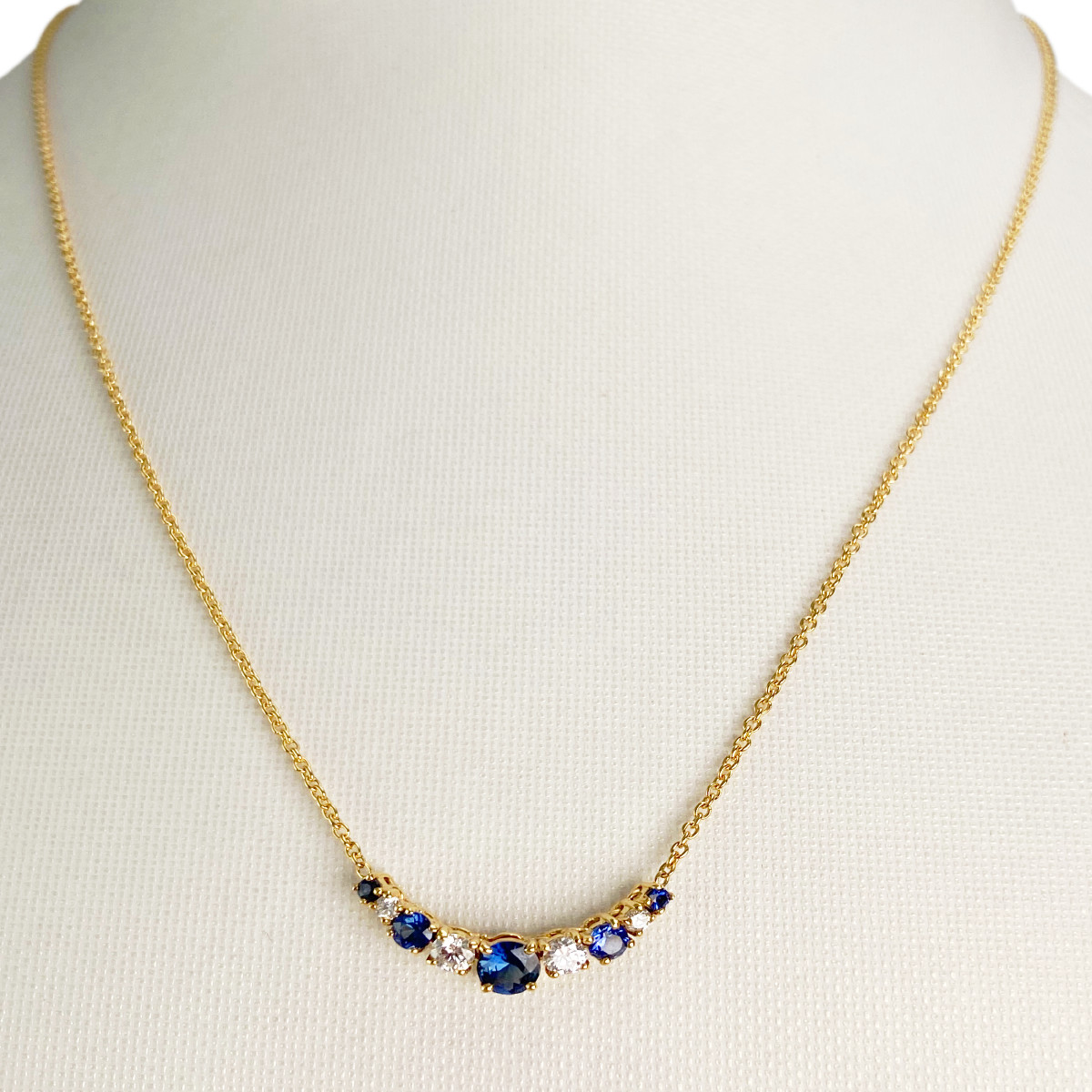 Collier or 750 jaune saphir et diamant - vue 2