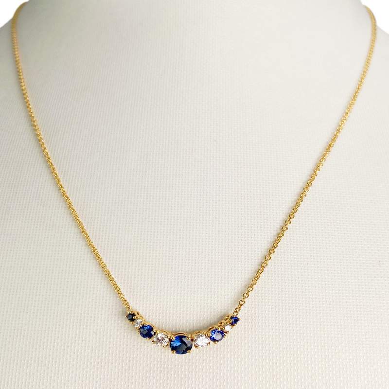 Collier or 750 jaune saphir et diamant - vue 2