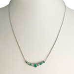Collier or 750 blanc emeraude et diamant - vue 2