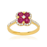 750 yellow gold ring with ruby and diamond - view 1