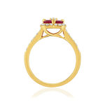 Gold 750 yellow ruby and diamond ring - view 2