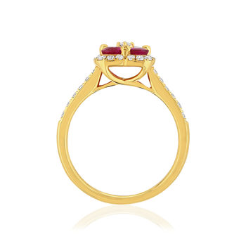 Gold 750 yellow ruby and diamond ring