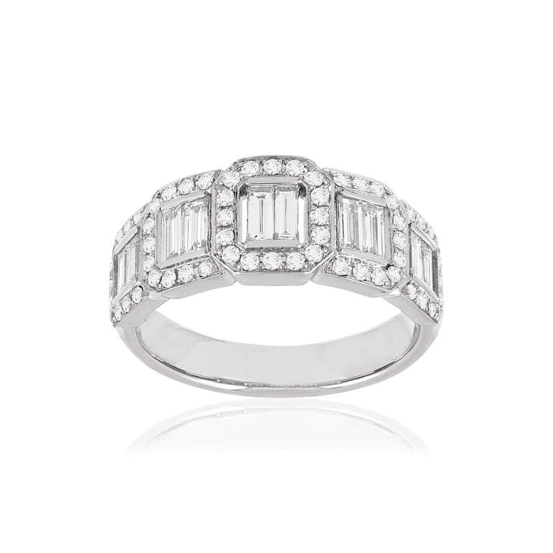 Bague or 750 blanc diamant - vue 1
