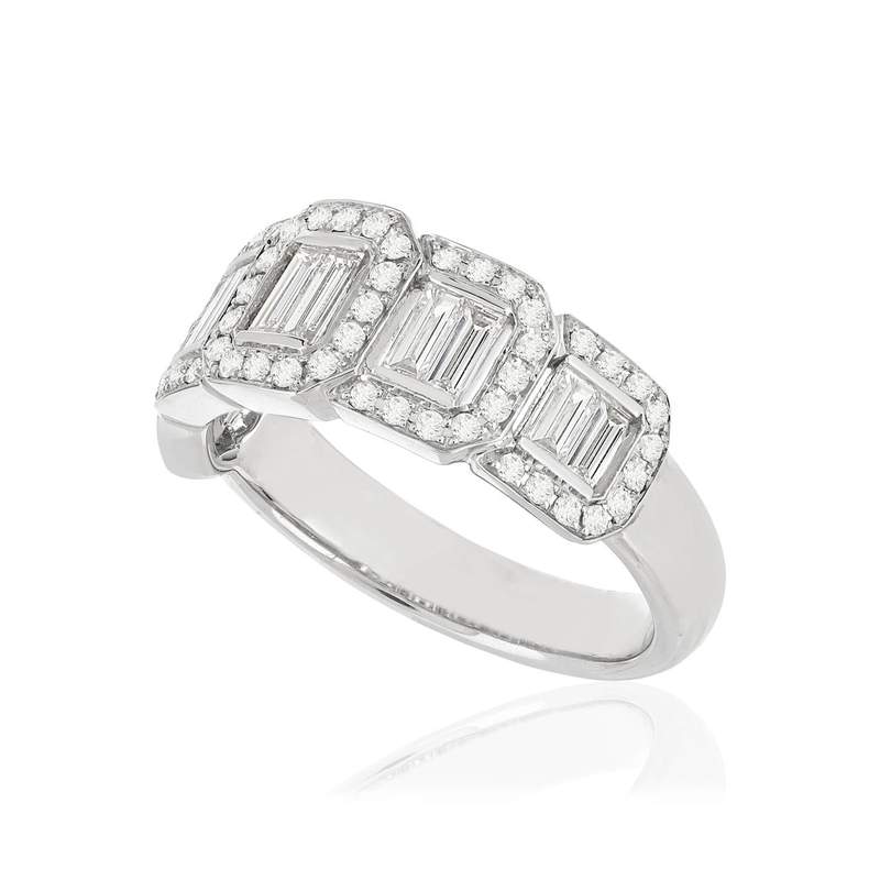 Bague or 750 blanc diamant - vue D1