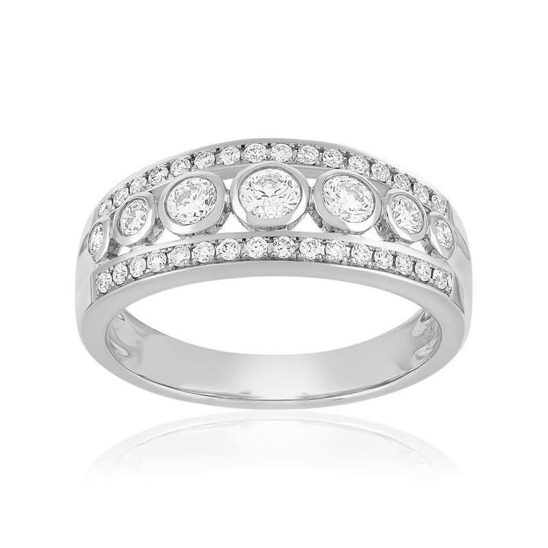 Bague or 750 blanc diamant - vue 1