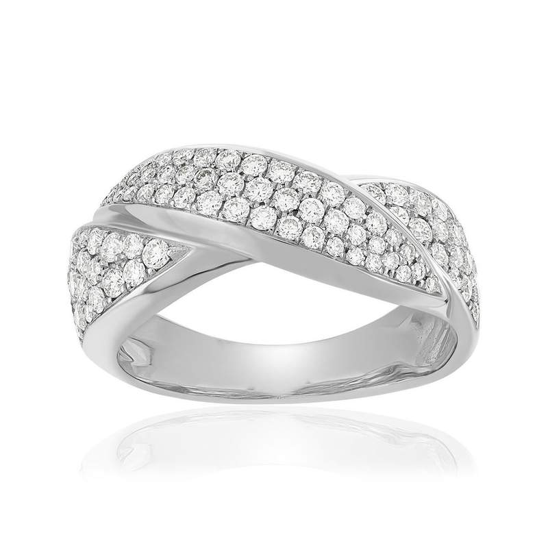 Bague or 750 blanc diamant - vue 1