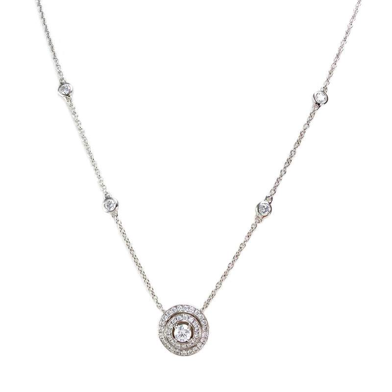 Collier or 750 blanc diamant - vue 1