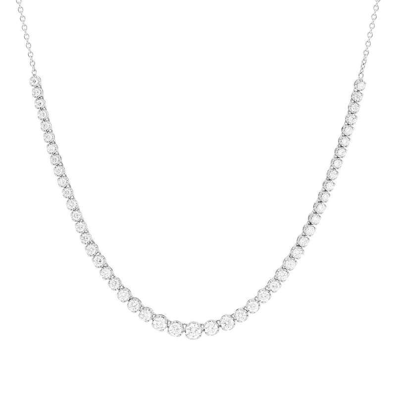 Collier or blanc 750 diamants 42 cm - vue 1