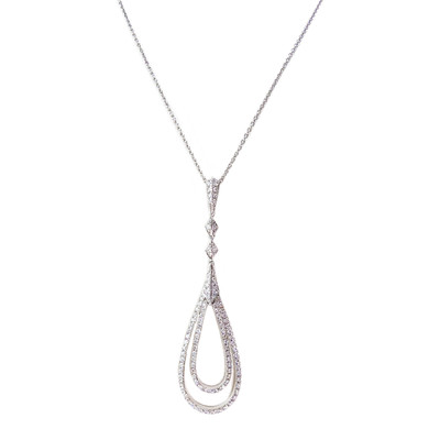Collier or 750 blanc diamant - vue 1