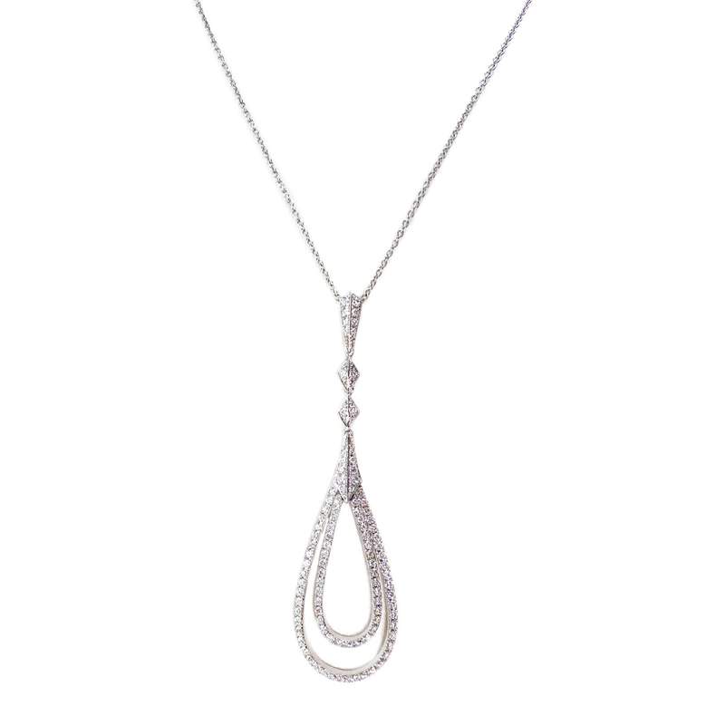 Collier or 750 blanc diamant - vue 1