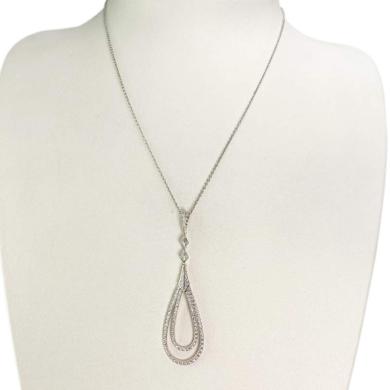 Collier or 750 blanc diamant - vue 2