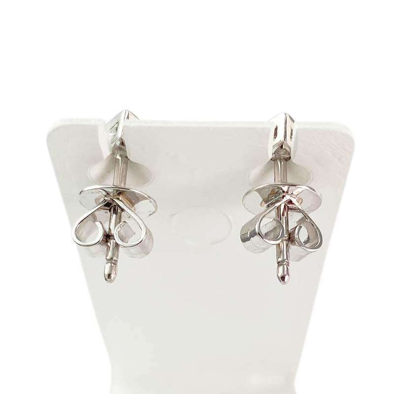 Boucles d'oreilles or 750 blanc diamant - vue 3