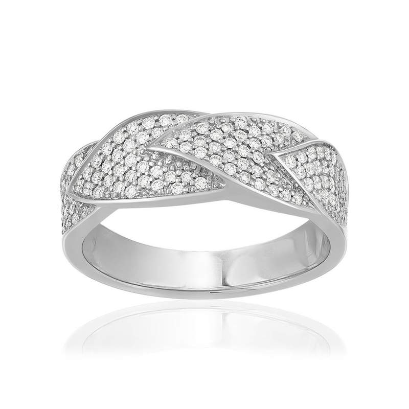 Bague or 750 blanc diamant - vue 1