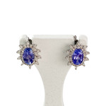 Boucles d oreilles or 750 blanc tanzanite et diamant - vue 1