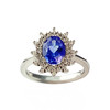 Bague or 750 blanc tanzanite et diamant - vue V1