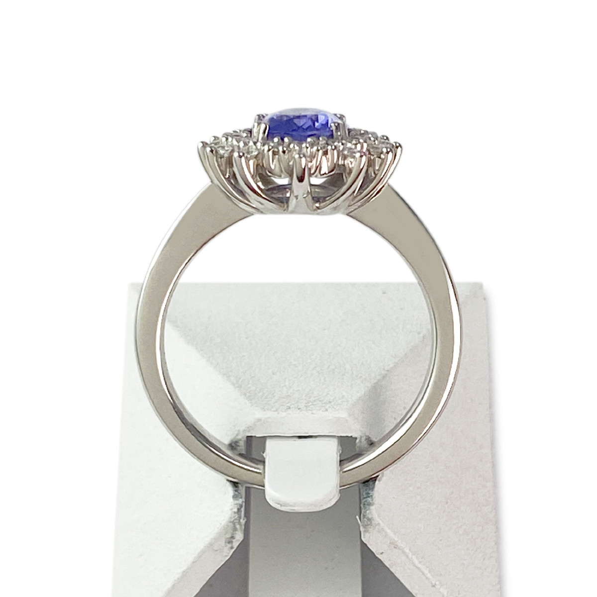 Bague or 750 blanc tanzanite et diamant - vue 3