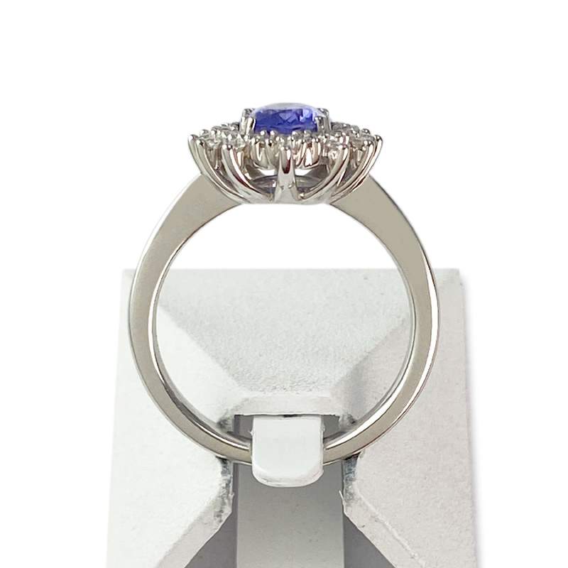 Bague or 750 blanc tanzanite et diamant - vue 3
