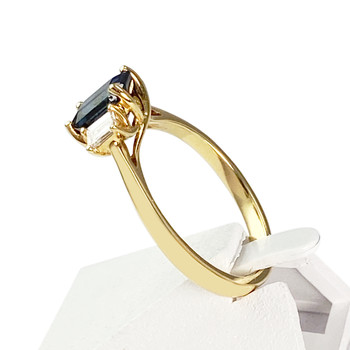 Bague or 750 jaune saphir et diamant