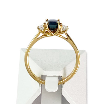 Bague or 750 jaune saphir et diamant