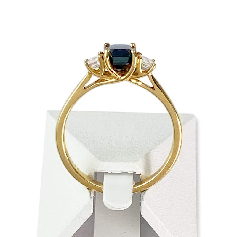 Bague or 750 jaune saphir et diamant - vue 3