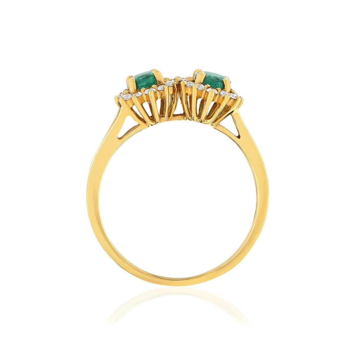 Bague or 750 jaune emeraude et diamant - vue 2