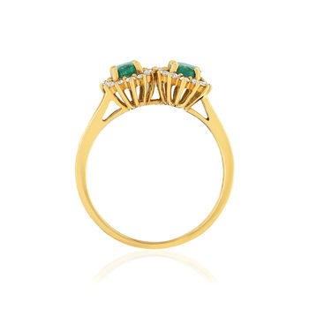 Bague or 750 jaune emeraude et diamant