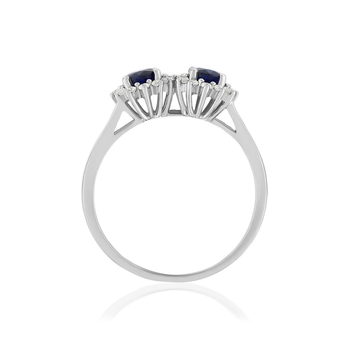 Bague or 750 blanc saphir et diamant - vue 2