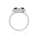 Bague or 750 blanc saphir et diamant - vue 2