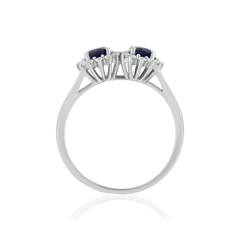 Bague or 750 blanc saphir et diamant - vue 2