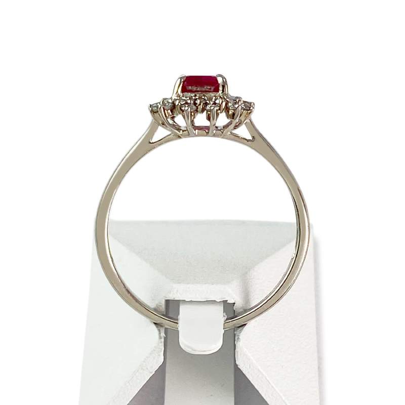 Bague or 750 blanc rubis et diamant - vue 3