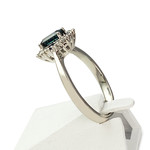 Bague or 750 blanc saphir et diamant - vue 2